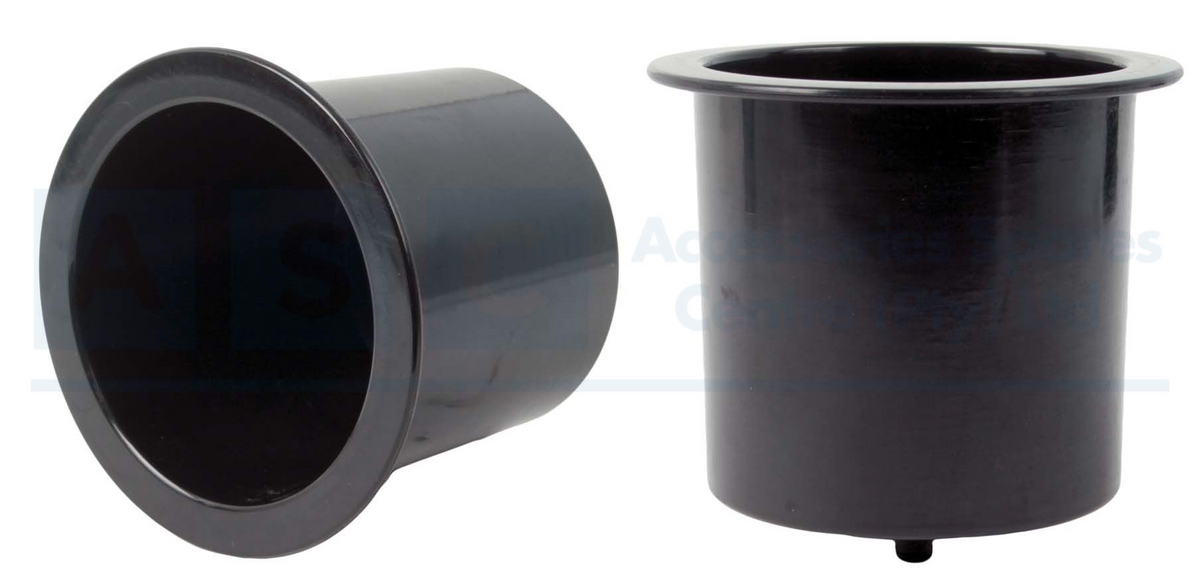 Marine Flush Mount Cup Holder – Black Plastic Drink Holder, 74mm